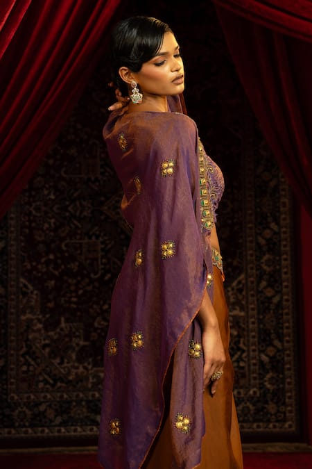 Sonia Baderia Embroidered Cape Dhoti Skirt Set 