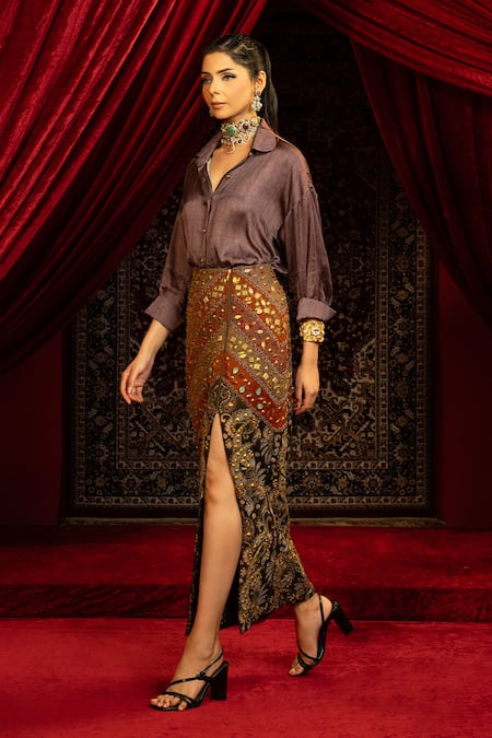 Sonia Baderia Hand Embroidered Chanderi Tissue Skirt 