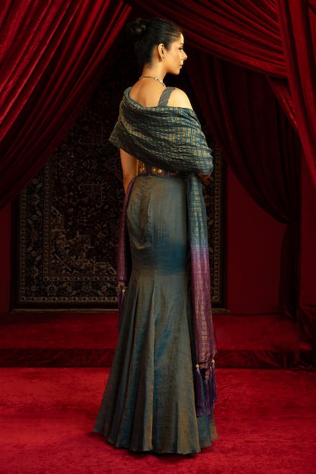 Sonia Baderia Chanderi Hand Embroidered Skirt Set 