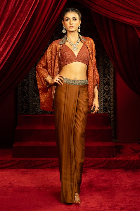 Sonia Baderia Chanderi Tissue Shirt & Dhoti Skirt Set 