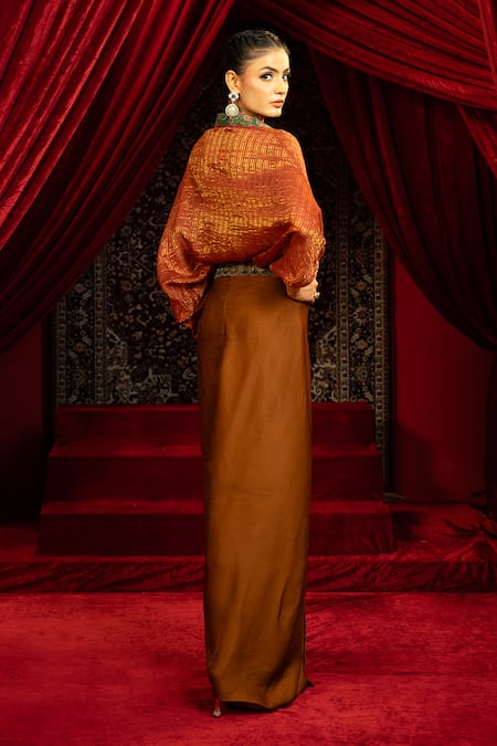 Sonia Baderia Chanderi Tissue Shirt & Dhoti Skirt Set 