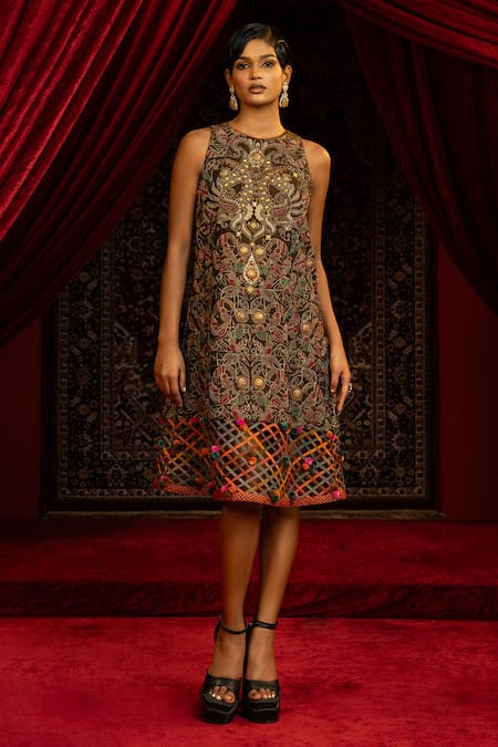 Sonia Baderia Hand Embroidered Chanderi Tissue Dress 