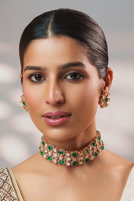 Zevar By Geeta Two Tone Kundan Choker Set 