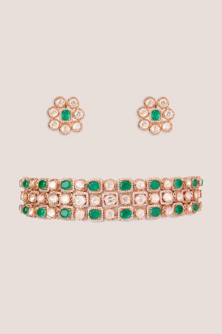 Zevar By Geeta Two Tone Kundan Choker Set 