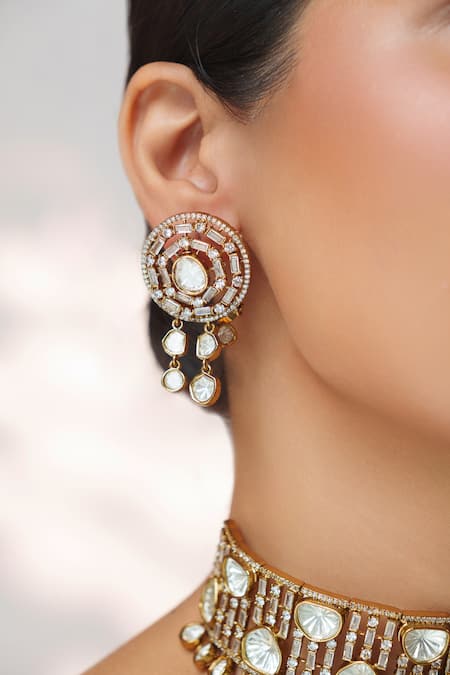 Buy Zevar By Geeta Gold Plated Stones, Crystals Two Polki Embellished Choker Set Online at Aza Fashions Buy_Zevar By Geeta_Gold Plated Stones, Crystals Two Polki Embellished Choker Set _Online_at_Aza_Fashions