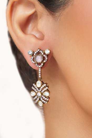 Buy_Zevar By Geeta_Pink Stones, Pearls Two Kundan Polki Necklace Set _Online_at_Aza_Fashions