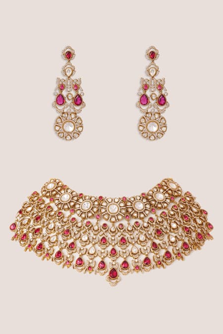 Zevar By Geeta Polki Embellished Necklace Set 