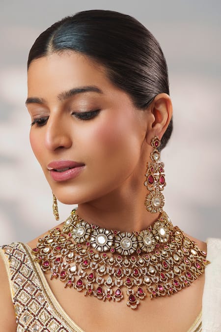 Zevar By Geeta Polki Embellished Necklace Set 