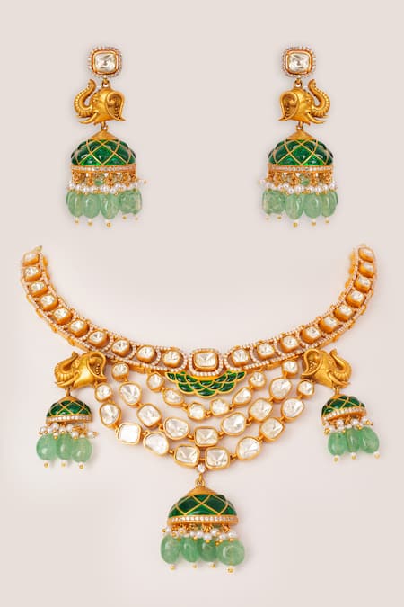 Zevar By Geeta Moissanite Embellished Necklace Set 