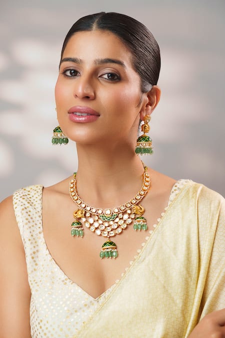 Zevar By Geeta Moissanite Embellished Necklace Set 