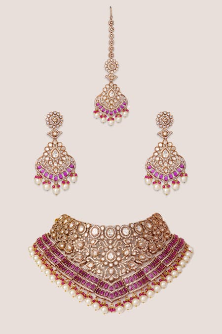 Zevar By Geeta Polki Embellished Necklace Set 