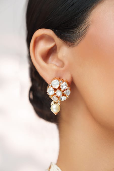 Shop Zevar By Geeta Gold Plated Stones, Pearls, Crystals Kundan Studded Choker Set Online at Aza Fashions Shop_Zevar By Geeta_Gold Plated Stones, Pearls, Crystals Kundan Studded Choker Set _Online_at_Aza_Fashions