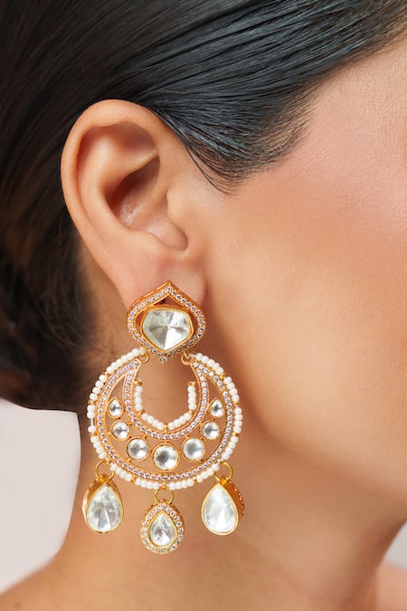 Shop Zevar By Geeta Gold Plated Gemstones, Pearls, Moissanite And Polki Choker Set Online at Aza Fashions Shop_Zevar By Geeta_Gold Plated Gemstones, Pearls, Moissanite And Polki Choker Set _Online_at_Aza_Fashions