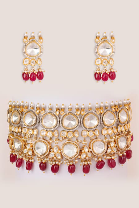 Zevar By Geeta Kundan & Polki Embellished Choker Set 