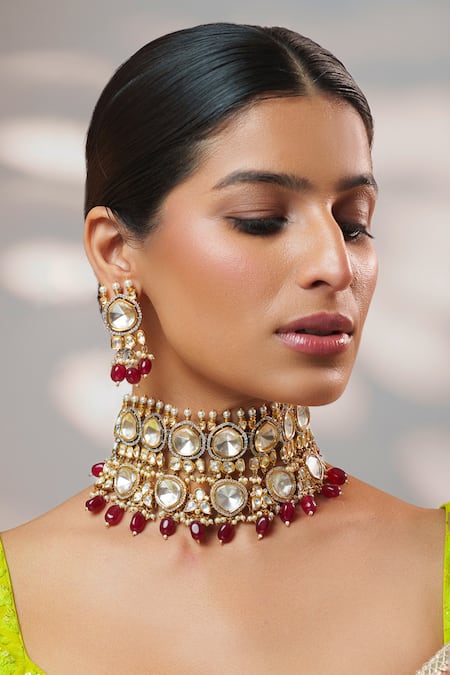 Zevar By Geeta Kundan & Polki Embellished Choker Set 