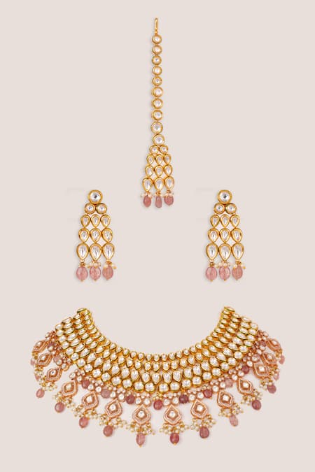 Zevar By Geeta Kundan & Polki Embellished Necklace Set 