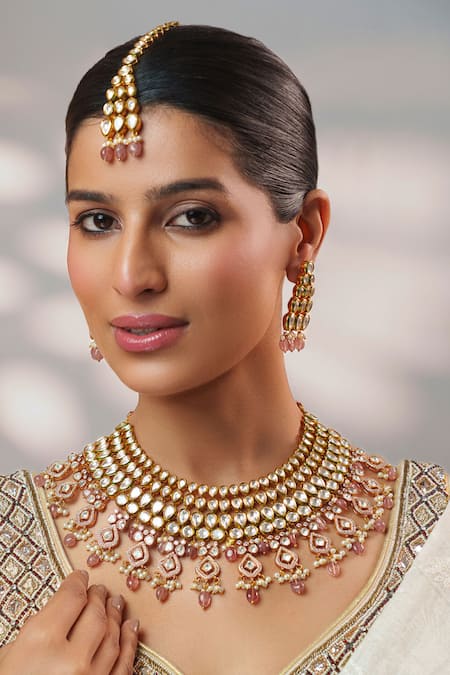 Zevar By Geeta Kundan & Polki Embellished Necklace Set 