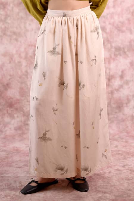 Buy_Doodlage_Beige Bemberg, Linen Printed Pant _Online_at_Aza_Fashions