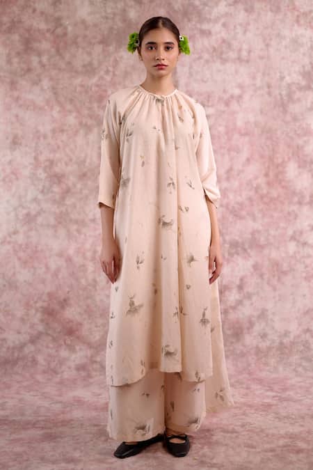 Doodlage Printed Gathered Bemberg Linen Tunic 