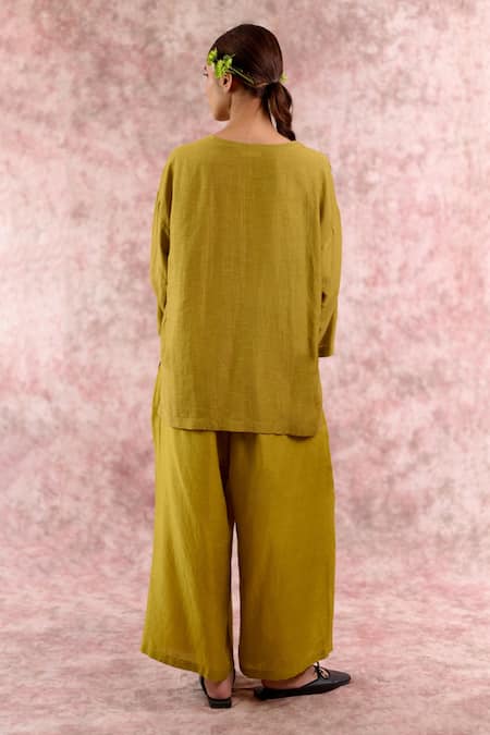 Doodlage Bemberg Linen Top & Pleated Pant Set 