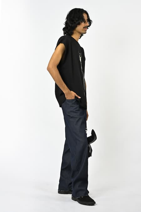 Huemn Fringed Hand Embroidered Canine T-shirt 