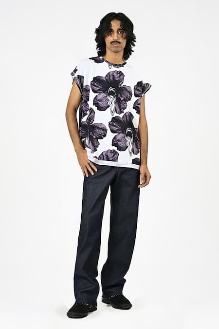 Huemn Printed Cotton Sleeveless T-shirt 