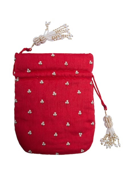 Nazaakat By Samara Singh Myra Hand Embroidered Zari Potli Bag 