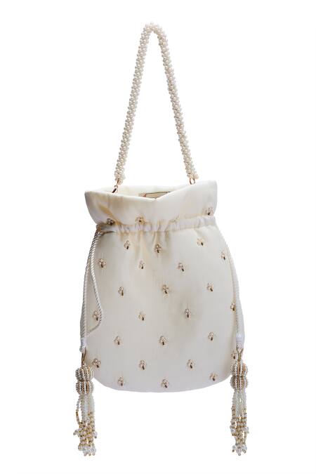 Buy Nazaakat By Samara Singh Off White Embroidery, Zari, Beads, Tassels Myra Hand Potli Bag Online at Aza Fashions Buy_Nazaakat By Samara Singh_Off White Embroidery, Zari, Beads, Tassels Myra Hand Potli Bag _Online_at_Aza_Fashions