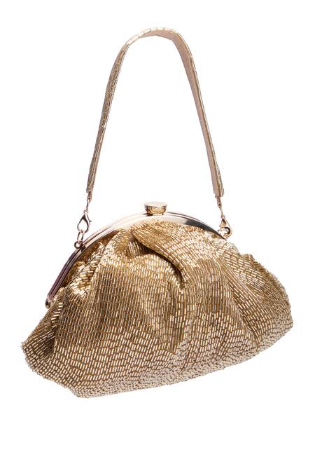 Nazaakat By Samara Singh_Gold Embroidery, Beads Hand Cutdana Batua Bag _at_Aza_Fashions