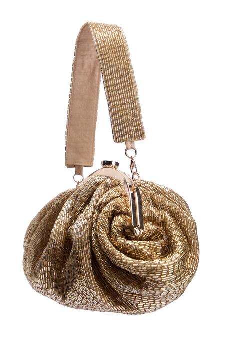 Buy_Nazaakat By Samara Singh_Gold Embroidery, Beads Hand Cutdana Batua Bag 