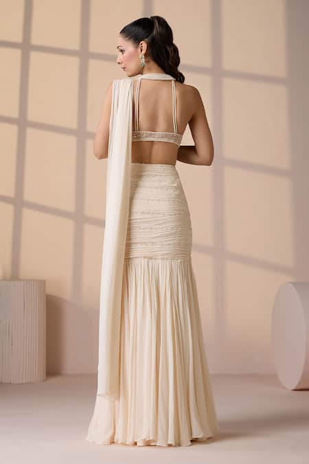 Chaashni By Maansi And Ketan Pre-Draped Saree With Pearl Tassel Blouse 