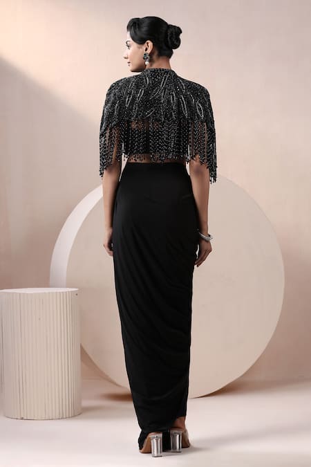 Chaashni By Maansi And Ketan Embroidered Cape & Draped Dhoti Pant Set 