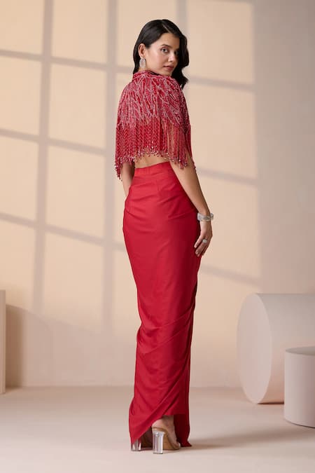 Chaashni By Maansi And Ketan Embroidered Cape & Draped Dhoti Pant Set 