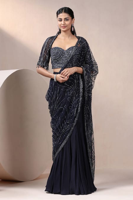 Chaashni By Maansi And Ketan Pre-Draped Lehenga Saree With Embroidered Blouse 