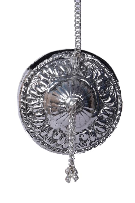 Buy Nazaakat By Samara Singh Silver Tassels Floral Embossed Metal Clutch Bag Buy_Nazaakat By Samara Singh_Silver Tassels Floral Embossed Metal Clutch Bag