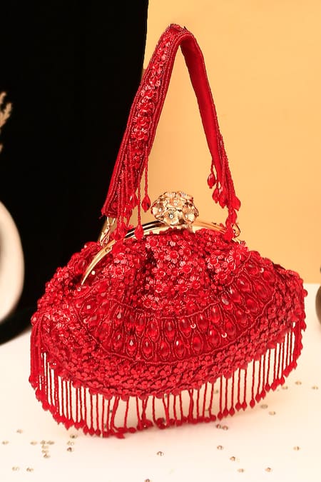 Nazaakat By Samara Singh Embellished Batua Bag with Detachable Handle 