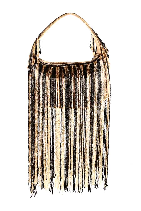Nazaakat By Samara Singh Beaded Fringe Clutch Bag 