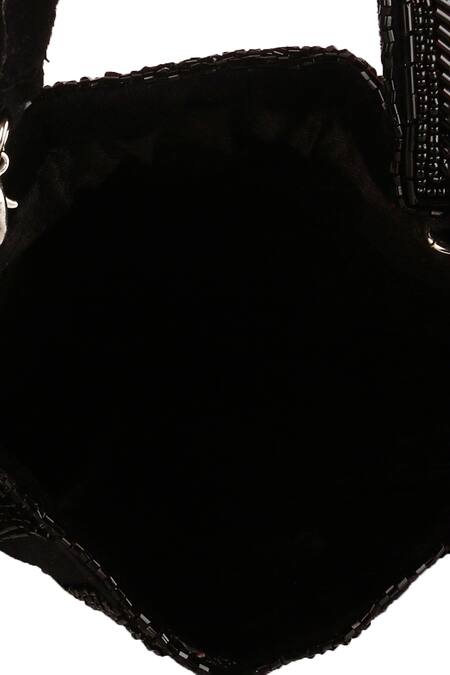 Nazaakat By Samara Singh_Black Beads, Sequins, Tassels Beaded Fringe Potli Bag _Online_at_Aza_Fashions