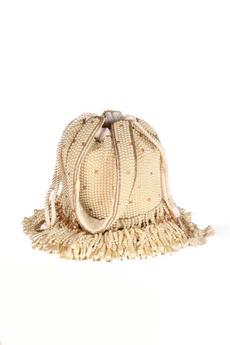 Buy Nazaakat By Samara Singh Cream Beads, Pearls, Tassels Beaded And Potli Bag Online at Aza Fashions Buy_Nazaakat By Samara Singh_Cream Beads, Pearls, Tassels Beaded And Potli Bag _Online_at_Aza_Fashions