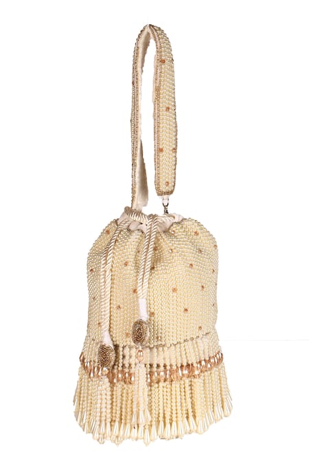 Nazaakat By Samara Singh Beaded Pearl & Tassel Potli Bag 