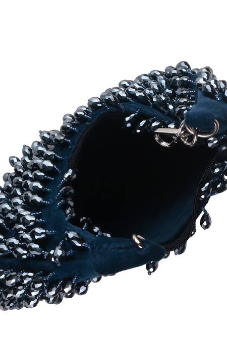 Nazaakat By Samara Singh_Blue Beads Embellished Clutch Bag _Online_at_Aza_Fashions
