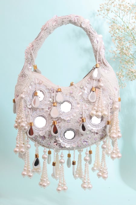 Nazaakat By Samara Singh Mirror & Pearl Embellished Clutch Bag 