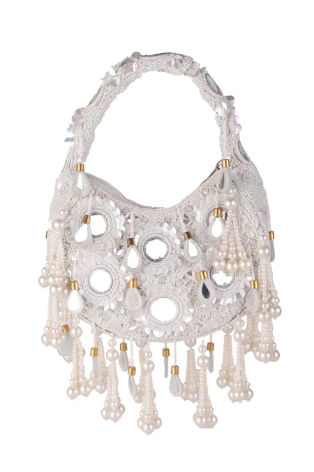 Nazaakat By Samara Singh Mirror & Pearl Embellished Clutch Bag 
