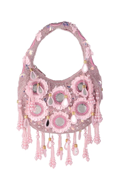 Nazaakat By Samara Singh Floral Mirror Embellished Clutch Bag 