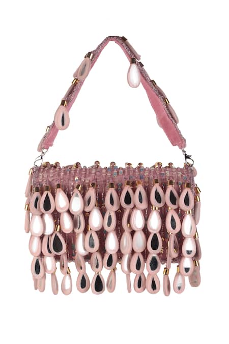 Nazaakat By Samara Singh Beaded & Mirror Embellished Flap Bag 