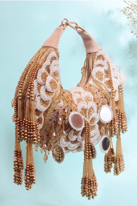 Nazaakat By Samara Singh Embellished Mirror & Tassel Clutch Bag 