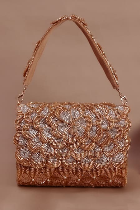 Nazaakat By Samara Singh Beaded Floral & Geometric Flap Bag 