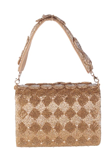 Nazaakat By Samara Singh Beaded Floral & Geometric Flap Bag 