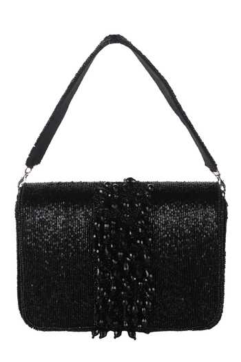 Shop_Nazaakat By Samara Singh_Black Beads, Sequins Beaded Embellished Flap Bag _Online_at_Aza_Fashions