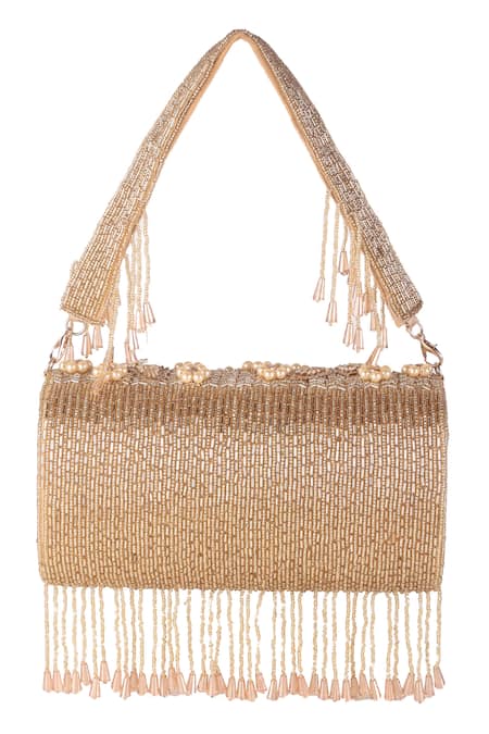 Nazaakat By Samara Singh Floral Pearl & Bead Embellished Flap Bag 